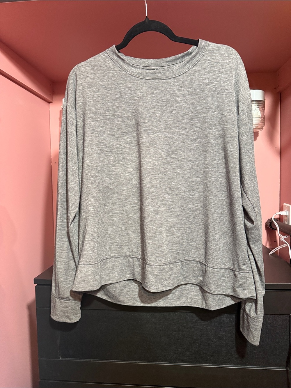 Patagonia Glorya Grey Crewneck Twist-back Long-Sleeve Top